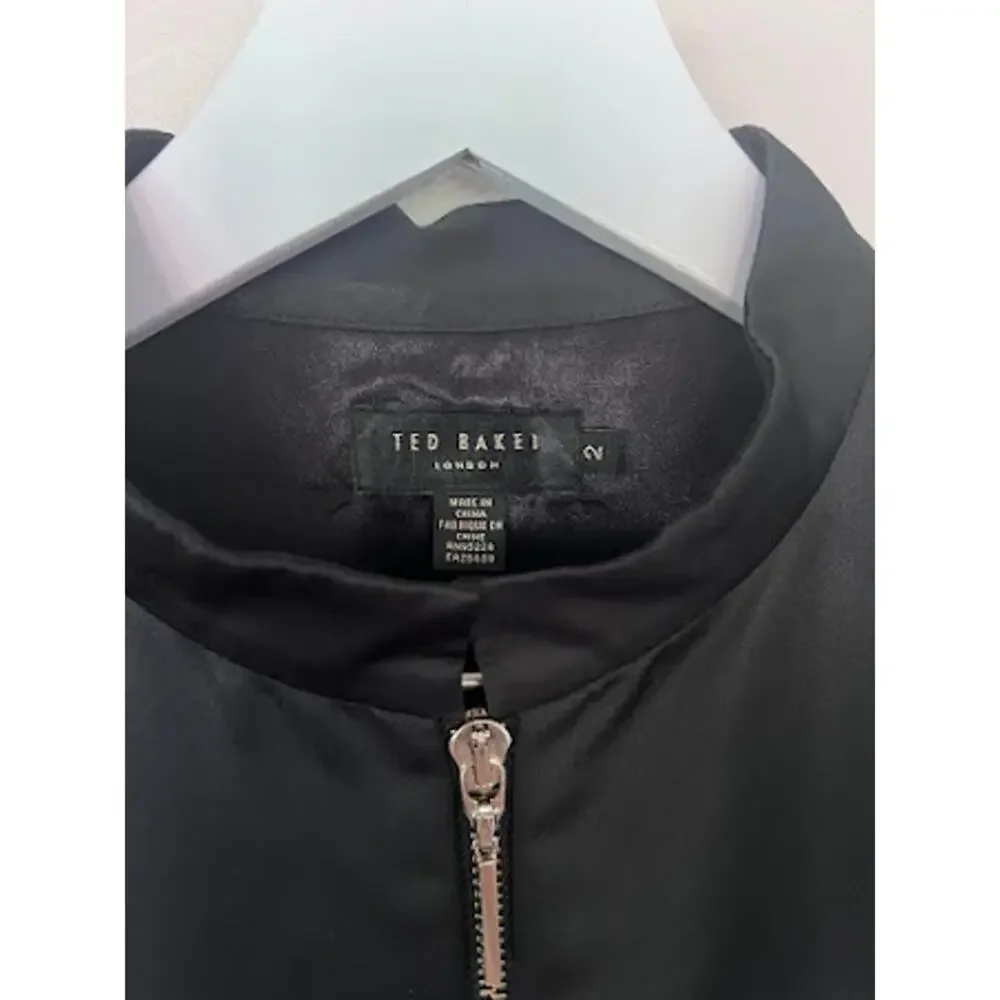 Ted Baker Black Gold Jacquard Zip Front Fit & Flare Dress size 2 - Picture 3 of 8
